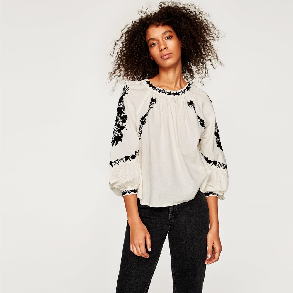 White and Black shirt tunic switch EMBROIDERY